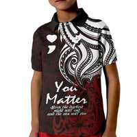 Your Matter Suicide Prevention Kid Polo Shirt Red Polynesian Tribal LT9 Kid Red - Polynesian Pride