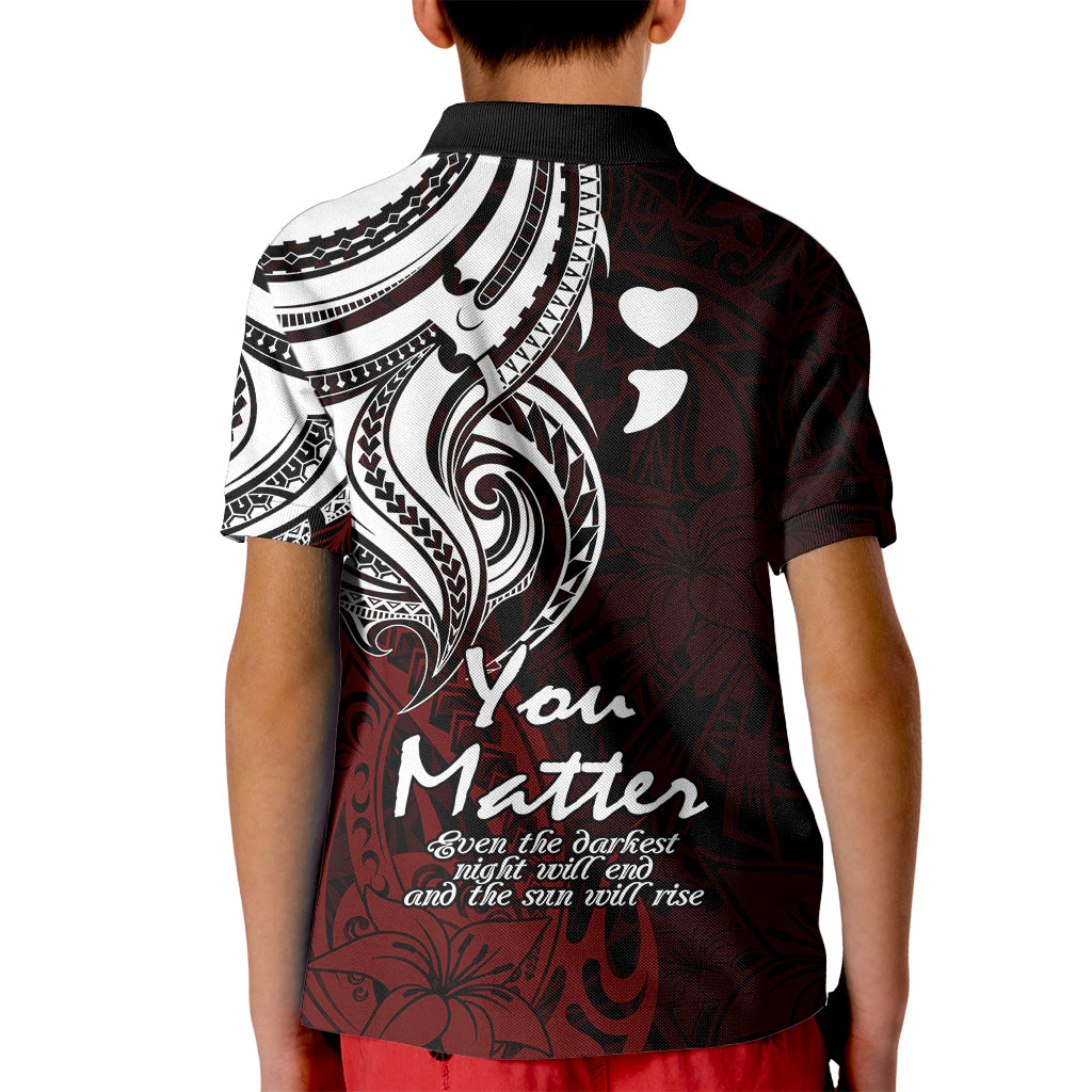 Your Matter Suicide Prevention Kid Polo Shirt Red Polynesian Tribal LT9 - Polynesian Pride