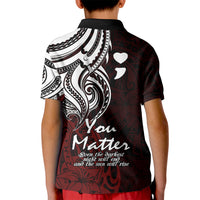 Your Matter Suicide Prevention Kid Polo Shirt Red Polynesian Tribal LT9 - Polynesian Pride