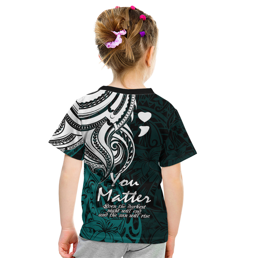 Your Matter Suicide Prevention Kid T Shirt Turqoise Polynesian Tribal LT9 - Polynesian Pride