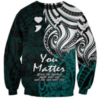 Your Matter Suicide Prevention Sweatshirt Turqoise Polynesian Tribal LT9 Unisex Turquoise - Polynesian Pride