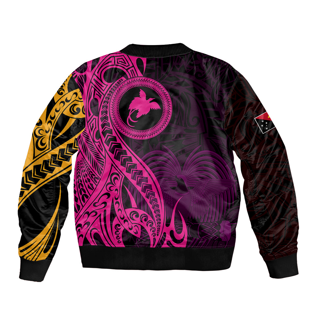 Papua New Guinea Island Bomber Jacket Bird of Paradise with Gold Polynesian Tribal LT9 - Polynesian Pride