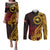 Papua New Guinea Island Couples Matching Puletasi Dress and Long Sleeve Button Shirts Bird of Paradise with Gold Polynesian Tribal LT9 Gold - Polynesian Pride