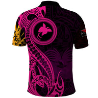 Papua New Guinea Island Polo Shirt Bird of Paradise with Gold Polynesian Tribal LT9 - Polynesian Pride