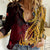 Papua New Guinea Island Women Casual Shirt Bird of Paradise with Gold Polynesian Tribal LT9 Female Gold - Polynesian Pride