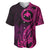 Papua New Guinea Island Baseball Jersey Bird of Paradise with Pink Polynesian Tribal LT9 Pink - Polynesian Pride