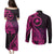Papua New Guinea Island Couples Matching Puletasi Dress and Long Sleeve Button Shirts Bird of Paradise with Pink Polynesian Tribal LT9 - Polynesian Pride