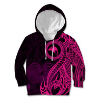 Papua New Guinea Island Kid Hoodie Bird of Paradise with Pink Polynesian Tribal LT9 Hoodie Pink - Polynesian Pride