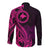 Papua New Guinea Island Long Sleeve Button Shirt Bird of Paradise with Pink Polynesian Tribal LT9 - Polynesian Pride