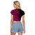 Papua New Guinea Island Raglan Cropped T Shirt Bird of Paradise with Pink Polynesian Tribal LT9 - Polynesian Pride