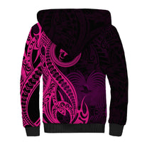 Papua New Guinea Island Sherpa Hoodie Bird of Paradise with Pink Polynesian Tribal LT9 - Polynesian Pride