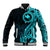 Papua New Guinea Island Baseball Jacket Bird of Paradise with Aqua Polynesian Tribal LT9 Unisex Aqua - Polynesian Pride