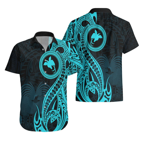 Papua New Guinea Island Long Sleeve Shirt Bird of Paradise with Gold Polynesian Tribal LT9 main image 1