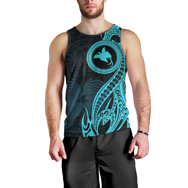 Papua New Guinea Island Men Tank Top Bird of Paradise with Aqua ...