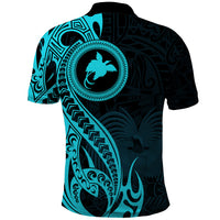 Papua New Guinea Island Polo Shirt Bird of Paradise with Aqua Polynesian Tribal LT9 - Polynesian Pride