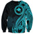 Papua New Guinea Island Sweatshirt Bird of Paradise with Aqua Polynesian Tribal LT9 Unisex Aqua - Polynesian Pride