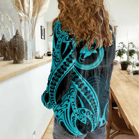 Papua New Guinea Island Women Casual Shirt Bird of Paradise with Aqua Polynesian Tribal LT9 - Polynesian Pride