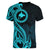 Papua New Guinea Island Women V Neck T Shirt Bird of Paradise with Aqua Polynesian Tribal LT9 - Polynesian Pride