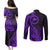 Papua New Guinea Island Couples Matching Puletasi Dress and Long Sleeve Button Shirts Bird of Paradise with Purple Polynesian Tribal LT9 - Polynesian Pride