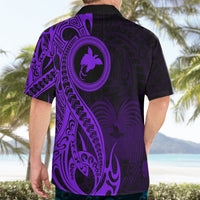 Papua New Guinea Island Hawaiian Shirt Bird of Paradise with Purple Polynesian Tribal LT9 - Polynesian Pride