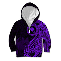 Papua New Guinea Island Kid Hoodie Bird of Paradise with Purple Polynesian Tribal LT9 Zip Hoodie Purple - Polynesian Pride