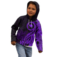 Papua New Guinea Island Kid Hoodie Bird of Paradise with Purple Polynesian Tribal LT9 - Polynesian Pride