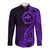 Papua New Guinea Island Long Sleeve Button Shirt Bird of Paradise with Purple Polynesian Tribal LT9 Unisex Purple - Polynesian Pride