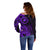 Papua New Guinea Island Off Shoulder Sweater Bird of Paradise with Purple Polynesian Tribal LT9 - Polynesian Pride
