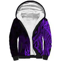 Papua New Guinea Island Sherpa Hoodie Bird of Paradise with Purple Polynesian Tribal LT9 Unisex Purple - Polynesian Pride