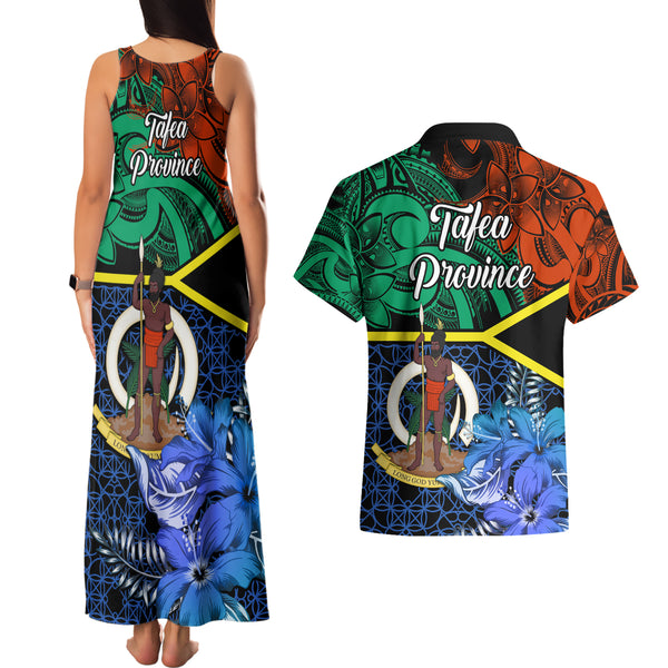 Tafea Day Couples Matching Off Shoulder Maxi Dress and Hawaiian Shirt Proud To Be A Ni-Van Beauty Pacific Flower LT03