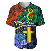 Personalised Tafea Day Baseball Jersey Vanuatu Sand Drawing With Polynesian Pattern LT9 Blue - Polynesian Pride