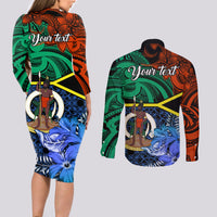 personalised-tafea-day-couples-matching-long-sleeve-bodycon-dress-and-long-sleeve-button-shirts-vanuatu-sand-drawing-with-polynesian-pattern