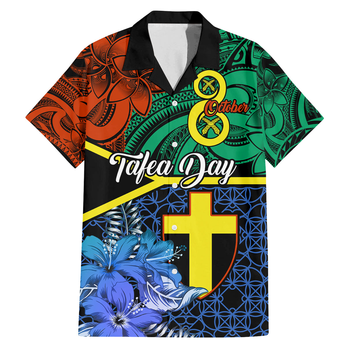 personalised-tafea-day-family-matching-mermaid-dress-and-hawaiian-shirt-vanuatu-sand-drawing-with-polynesian-pattern