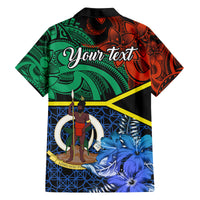 personalised-tafea-day-family-matching-off-shoulder-short-dress-and-hawaiian-shirt-vanuatu-sand-drawing-with-polynesian-pattern