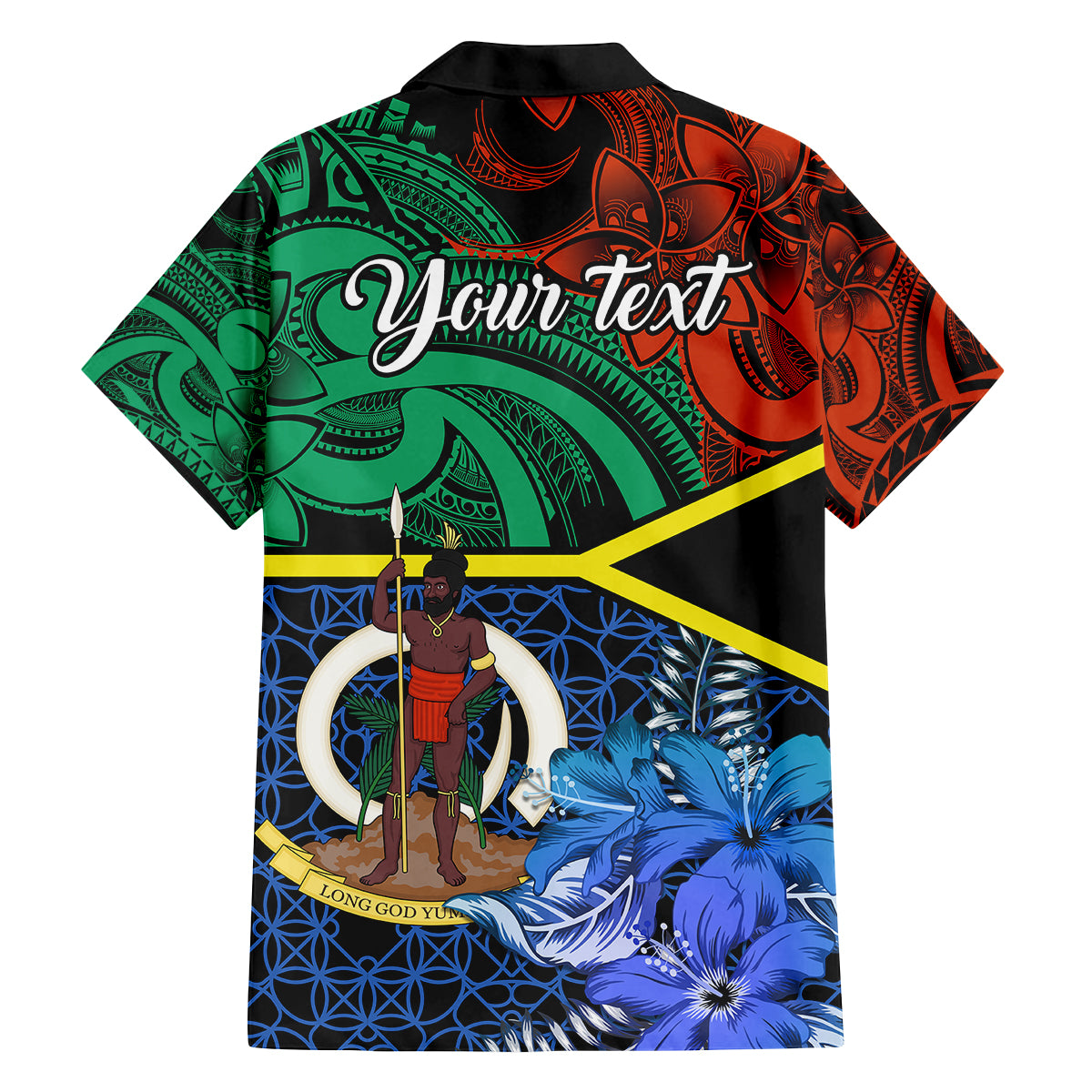 personalised-tafea-day-family-matching-off-shoulder-short-dress-and-hawaiian-shirt-vanuatu-sand-drawing-with-polynesian-pattern