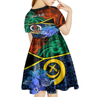 personalised-tafea-day-kid-short-sleeve-dress-vanuatu-sand-drawing-with-polynesian-pattern