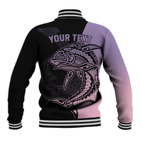 Personalised Polynesia Fishing Baseball Jacket With Maori Hei Matau Fish Hook Pastel Art LT9 - Polynesian Pride