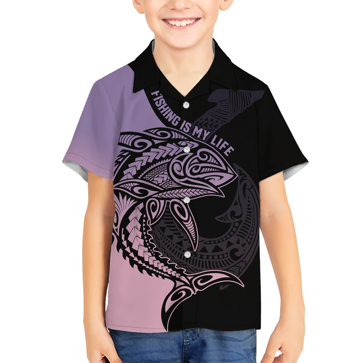 personalised-polynesia-fishing-kid-hawaiian-shirt-with-maori-hei-matau-fish-hook-pastel-art
