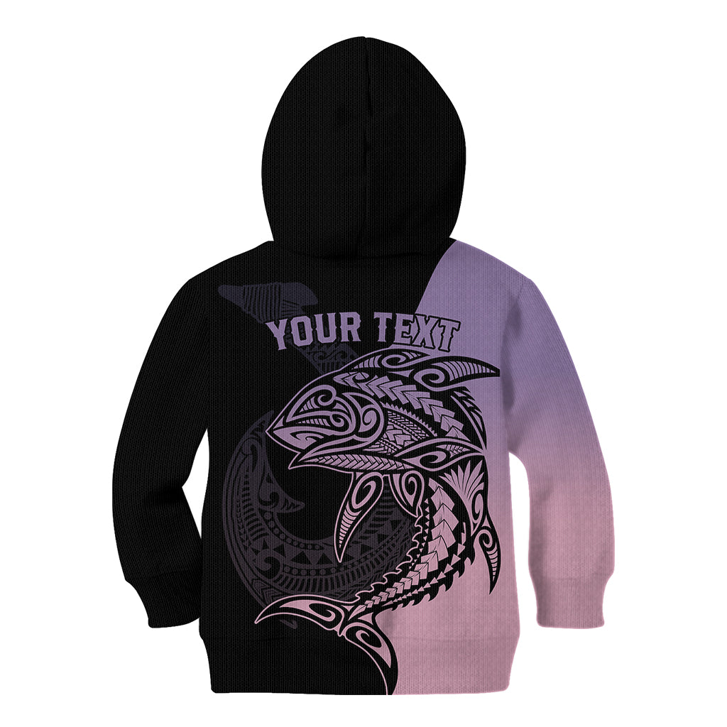 Personalised Polynesia Fishing Kid Hoodie With Maori Hei Matau Fish Hook Pastel Art LT9 - Polynesian Pride