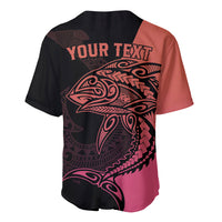 Personalised Polynesia Fishing Baseball Jersey With Maori Hei Matau Fish Hook Pink Art LT9 - Polynesian Pride