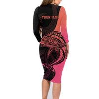 personalised-polynesia-fishing-family-matching-long-sleeve-bodycon-dress-and-hawaiian-shirt-with-maori-hei-matau-fish-hook-pink-art