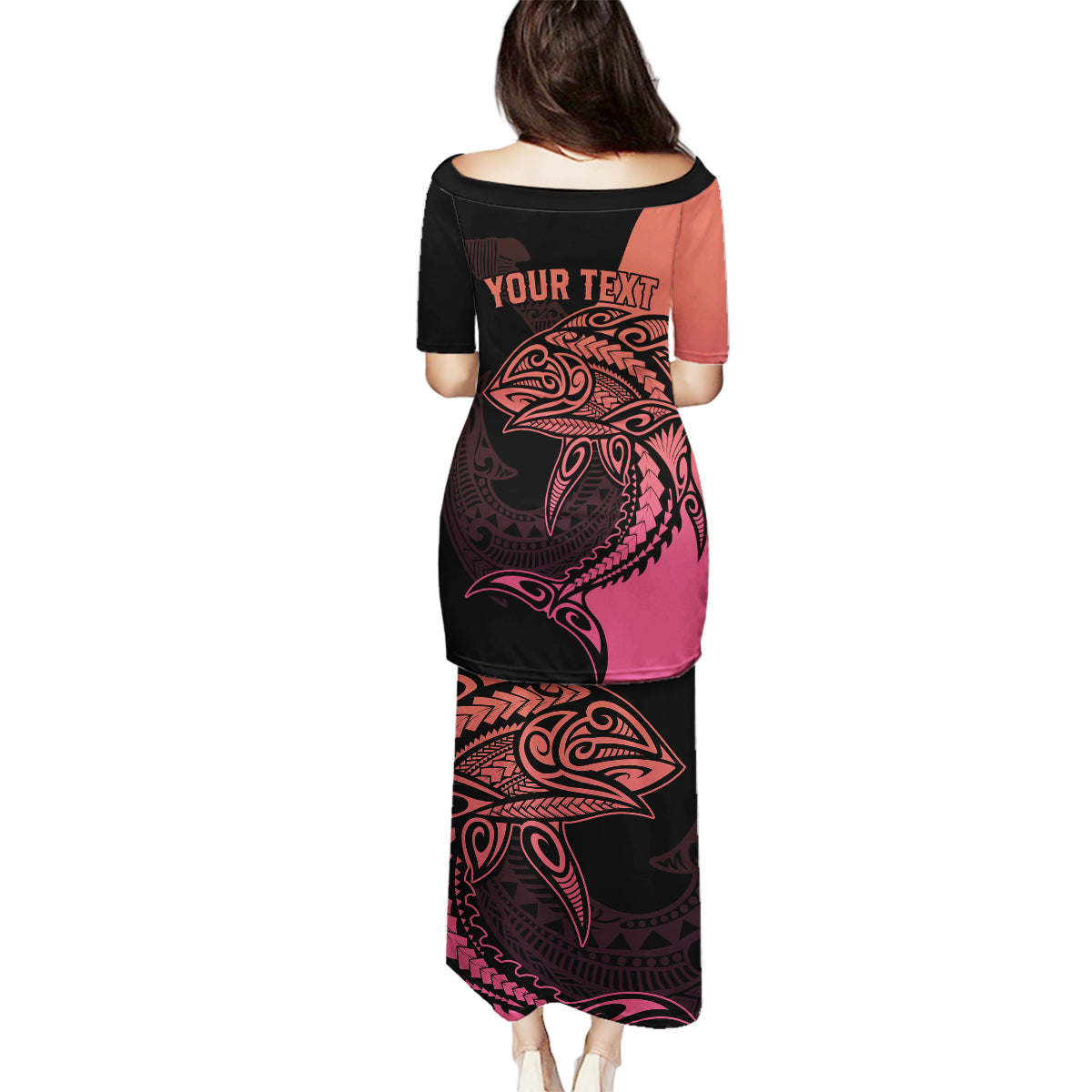 Personalised Polynesia Fishing Family Matching Puletasi Dress and Hawaiian Shirt With Maori Hei Matau Fish Hook Pink Art LT9 - Polynesian Pride