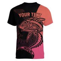 personalised-polynesia-fishing-women-v-neck-t-shirt-with-maori-hei-matau-fish-hook-pink-art