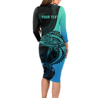 personalised-polynesia-fishing-long-sleeve-bodycon-dress-with-maori-hei-matau-fish-hook-turquoise-art