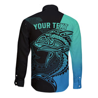 personalised-polynesia-fishing-long-sleeve-button-shirt-with-maori-hei-matau-fish-hook-turquoise-art