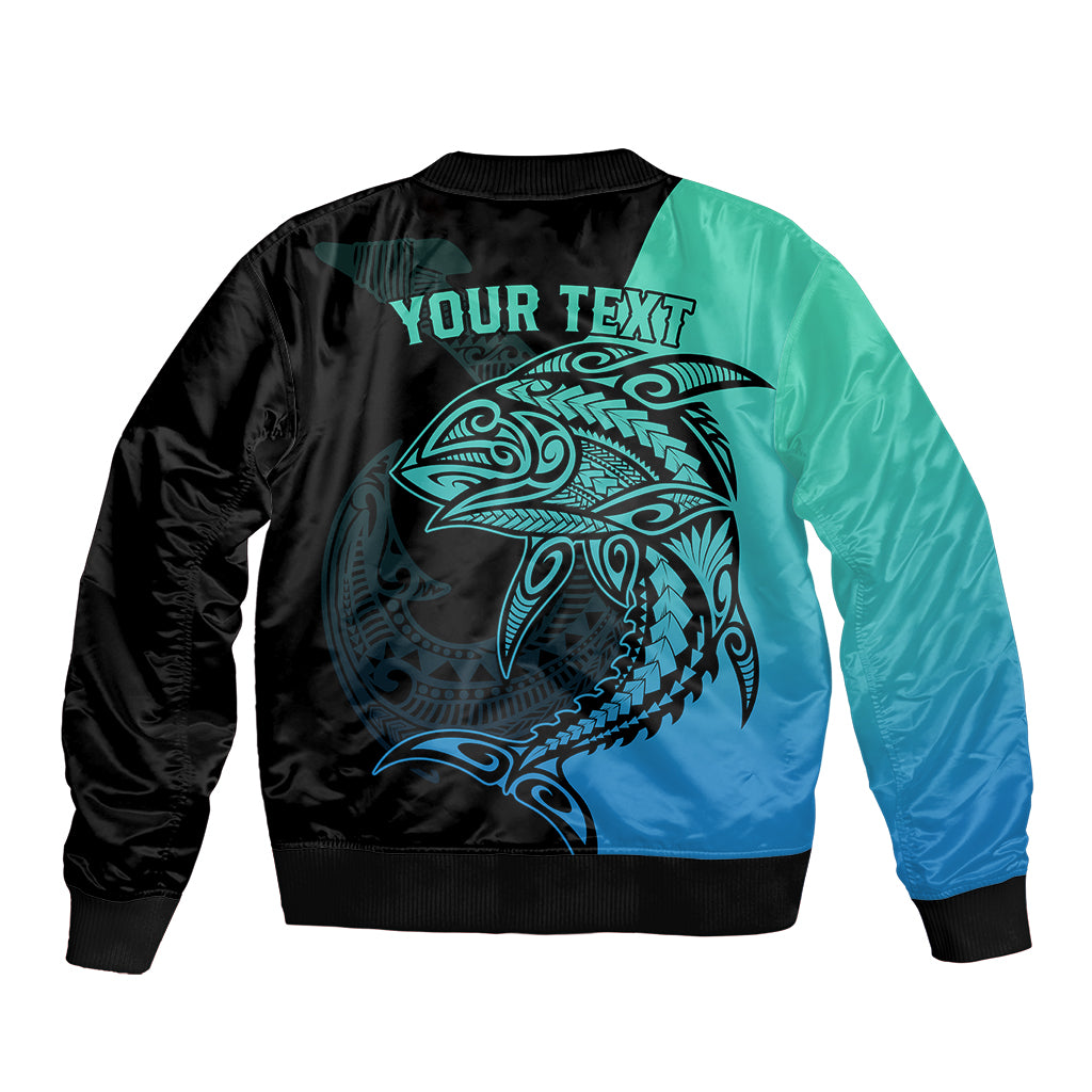 personalised-polynesia-fishing-sleeve-zip-bomber-jacket-with-maori-hei-matau-fish-hook-turquoise-art
