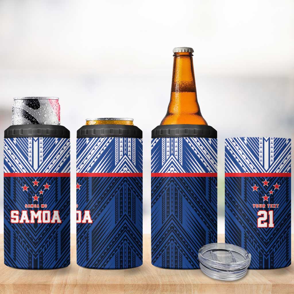 Custom Rugby Toa Samoa 4 in 1 Can Cooler Tumbler Samoa mo Samoa Island Warrior Pride - Polynesian Pride