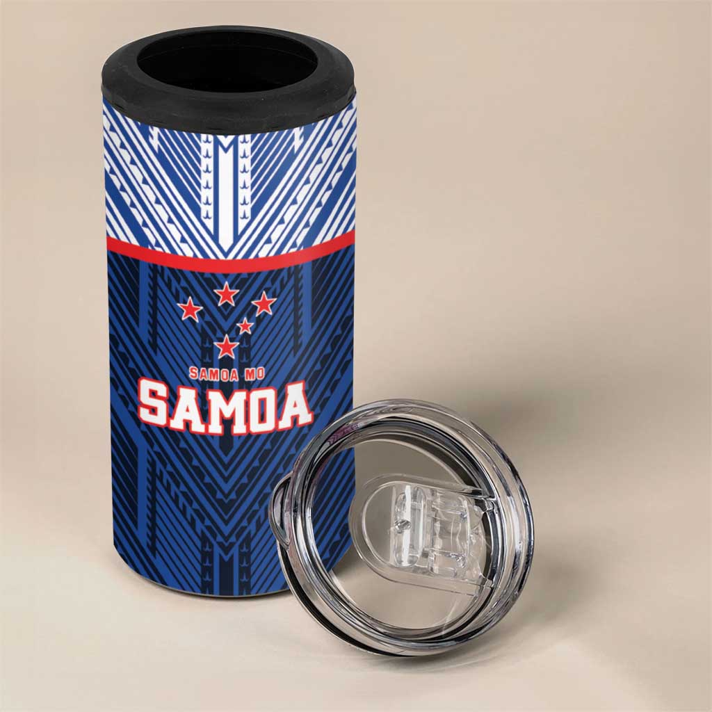 Custom Rugby Toa Samoa 4 in 1 Can Cooler Tumbler Samoa mo Samoa Island Warrior Pride - Polynesian Pride