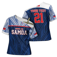 Custom Rugby Toa Samoa Cross Shoulder Shirt Samoa mo Samoa Island Warrior Pride - Polynesian Pride