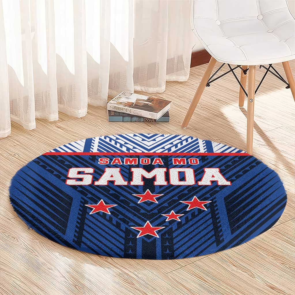 Rugby Toa Samoa Round Carpet Samoa mo Samoa Island Warrior Pride - Polynesian Pride